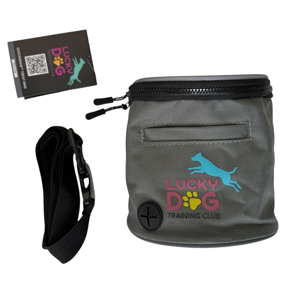 Quickdraw Waist Strap Treat Bag Belt Clip Gray Lucky Dog Poop Bag Pocket Reflect